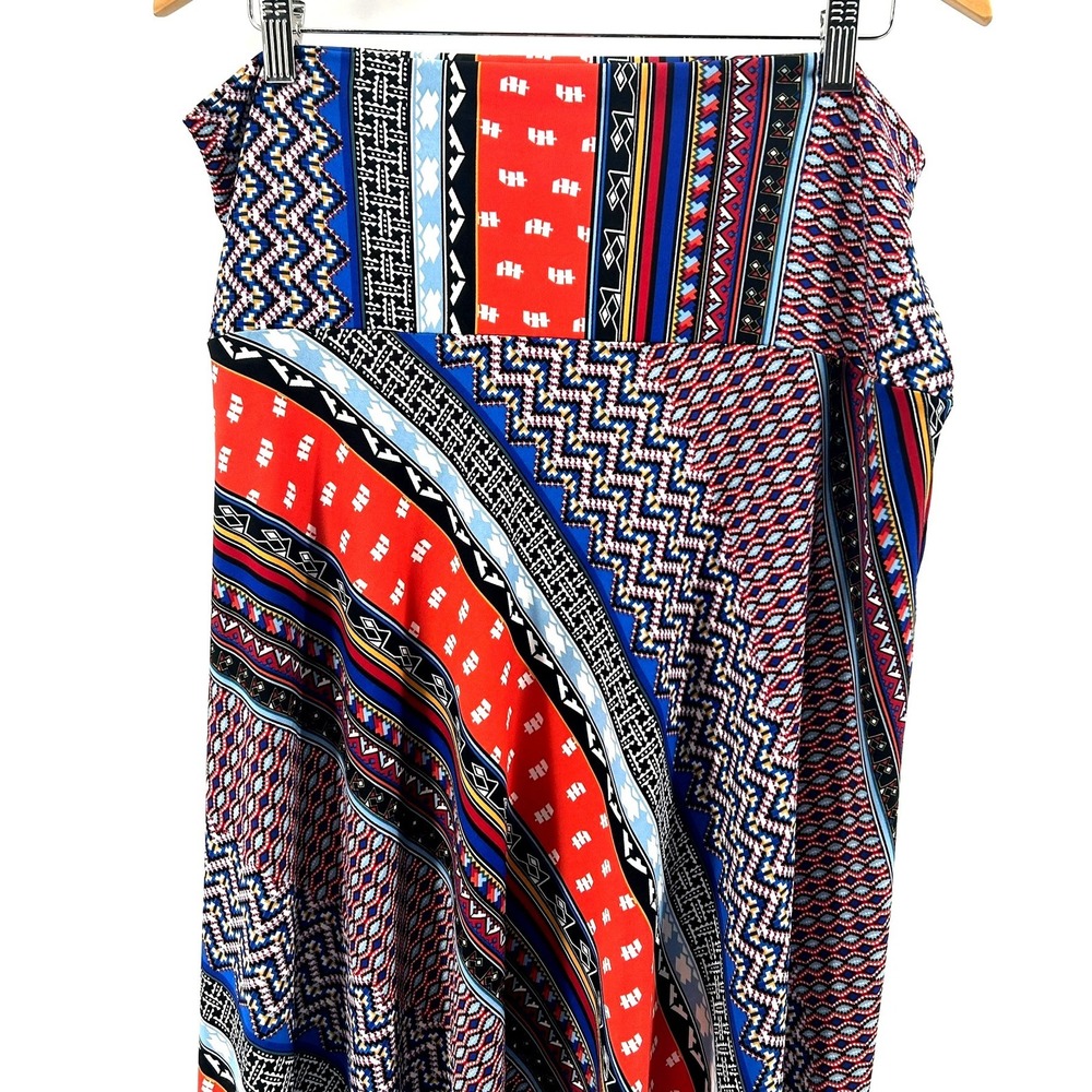 Sunny Leigh Women Large Geometric Southwestern Print Handkerchief Hem Midi Skirt - Picture 1 of 6